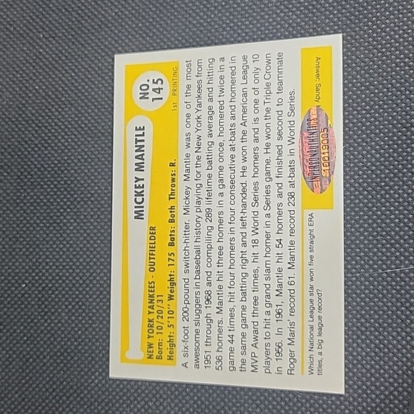 Mickey mantle sighned card 1980 87 ssp baseball immortals Inpersonauthentication - Picture 9 of 14